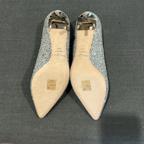 Jimmy Choo Romy 85 Glitter Heels - Picture 7 of 8